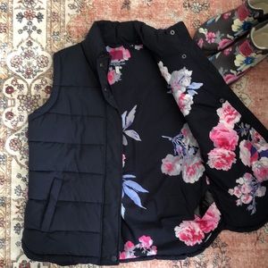 Joules Navy Puffer Vest w Floral Lining size 10